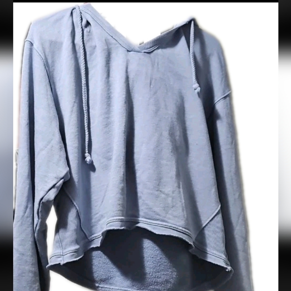 American Eagle Grayish Blue Pullover Hoodie Sz L Womans Casual Cotton Blend 💵 - Picture 3 of 10